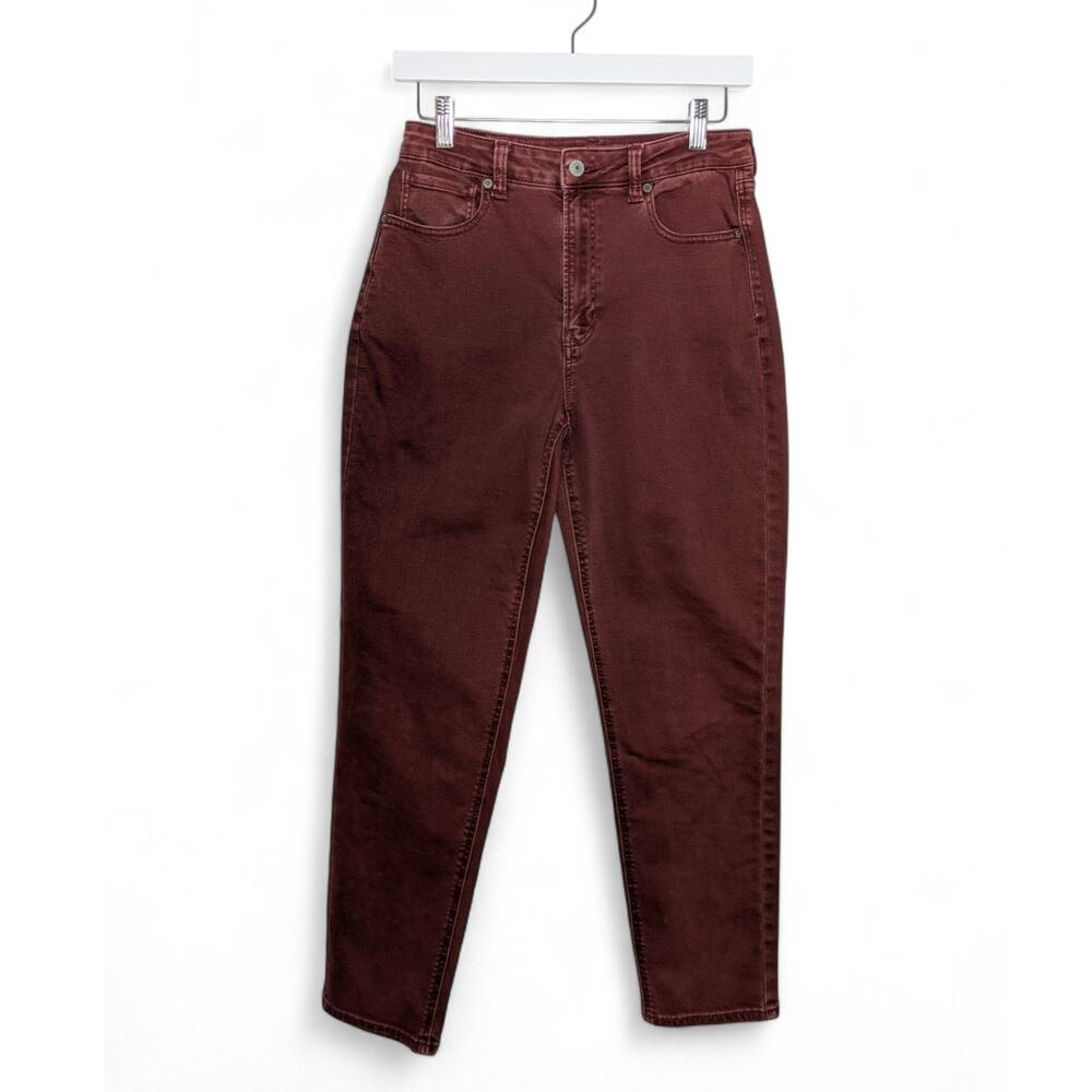 AMERICAN EAGLE OUTFITTERS "Mom Jean" Stretch High Waist Burgundy - Size 6